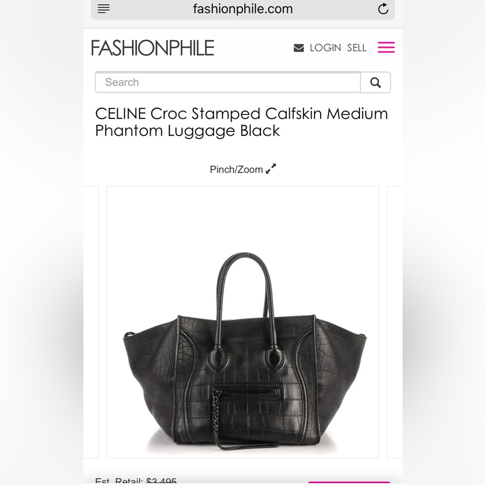 Celine croc stamped calfskin medium luggage phantom